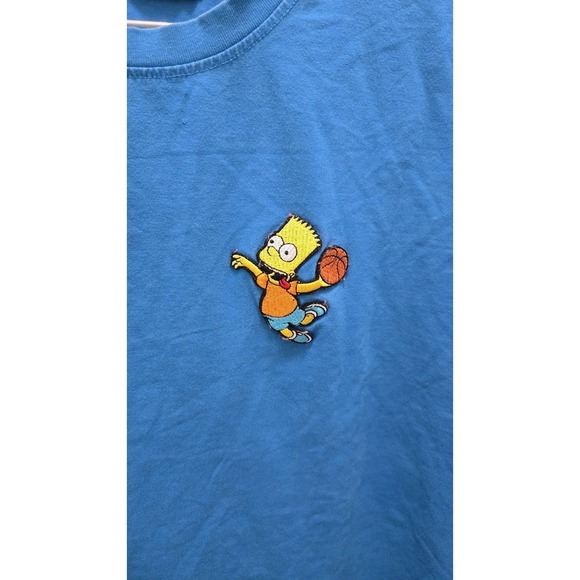 The Simpsons Other - The Simpsons Bart Simpson Basketball Embroidered T Shirt Blue Mens 3XL Stretchy!